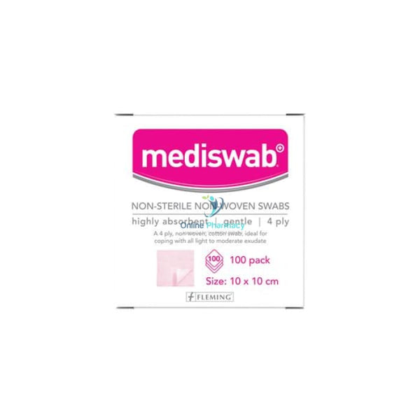 Mediswab Non-Sterile Non-Woven Swabs 10cm x 10cm 100'S - OnlinePharmacy