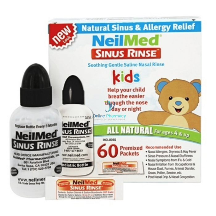 Neilmed Paediatric Starter Kit - 120Ml Bottle And 60 Premixed Sachets Saline Nasal Spray & Drops