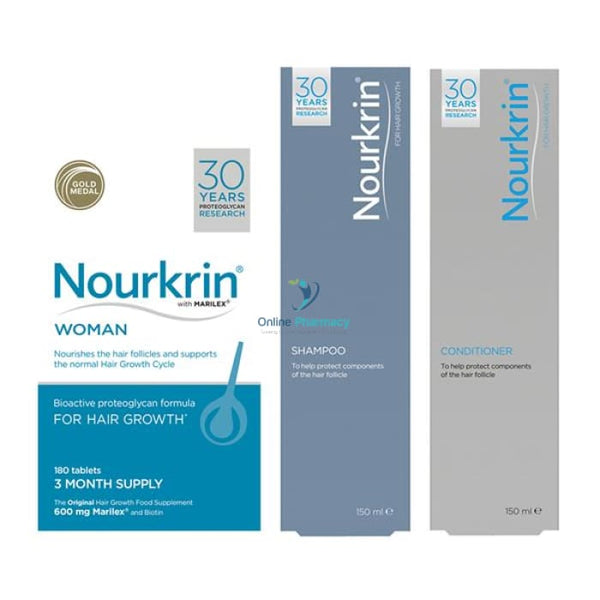 Nourkrin Woman Value Pack - 180 Tablets Shampoo & Conditioner Vitamins Supplements