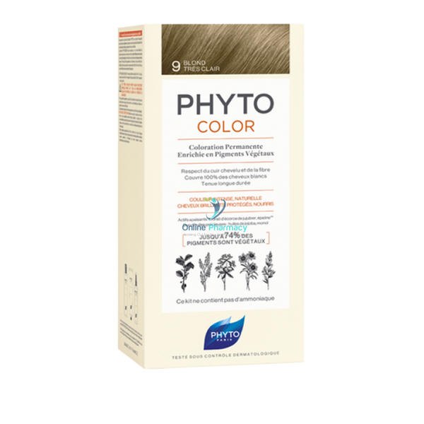 Phytocolor Permanent Home Hair Colour Kit Very Light Blonde (Shade 9) Care