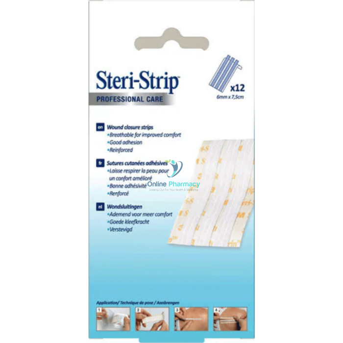 Steri - Strip Wound Closure Strips - 3Mm X 7.5Cm (12 5 Strips) First Aid