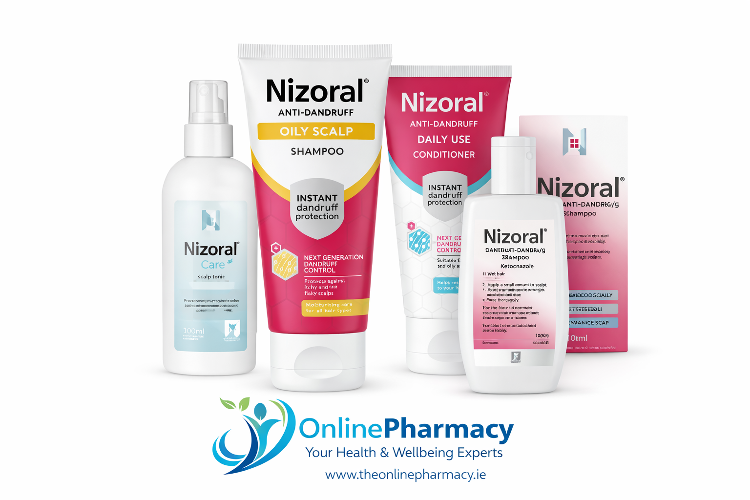 Nizoral Care Scalp Tonic, Oily Scalp Shampoo, Anti Dandruff 20 mg/g Shampoo & Anti Dandruff Conditioner Bundle
