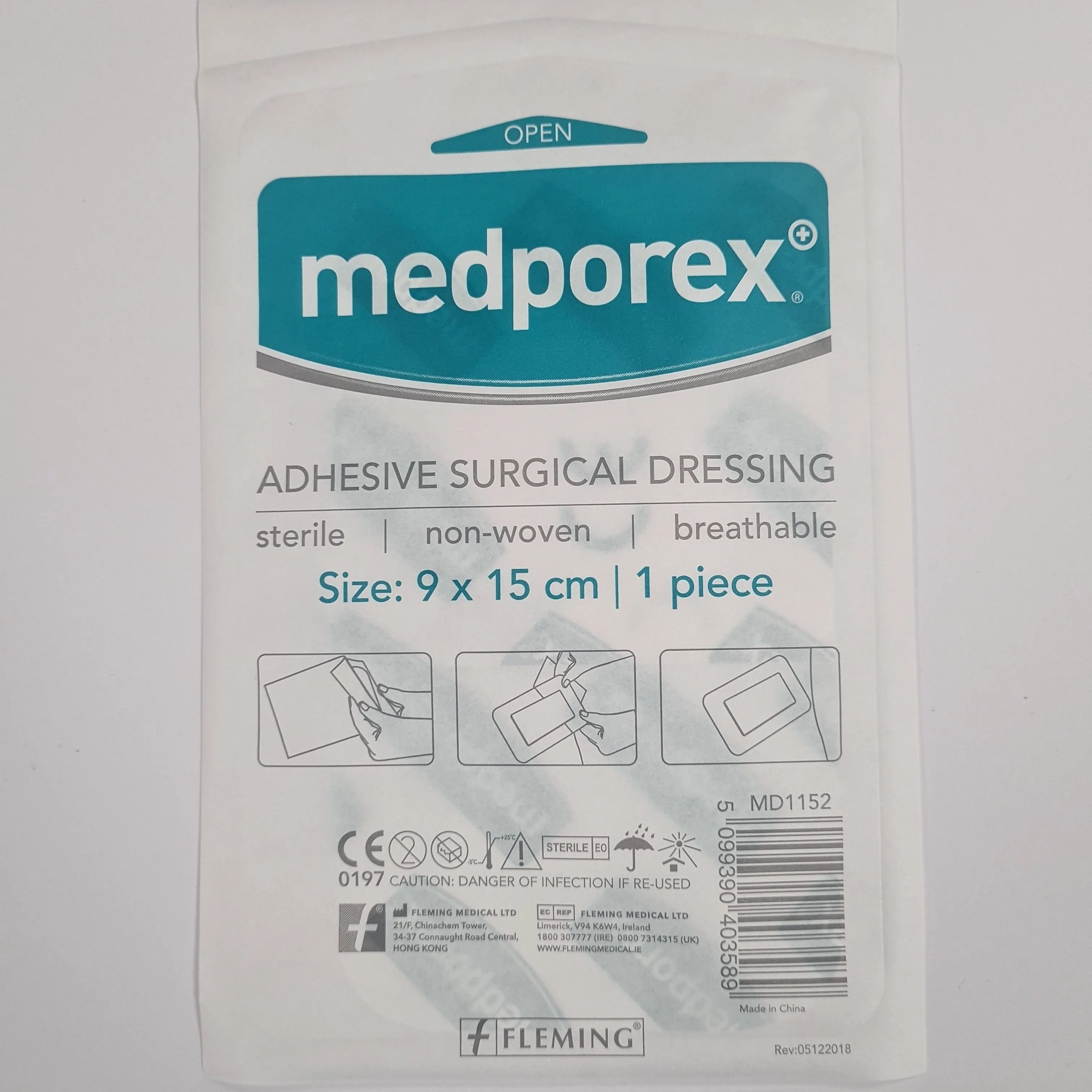 Medporex Adhesive Wound Dressing - 9cm x 15cm (Single Dressing)