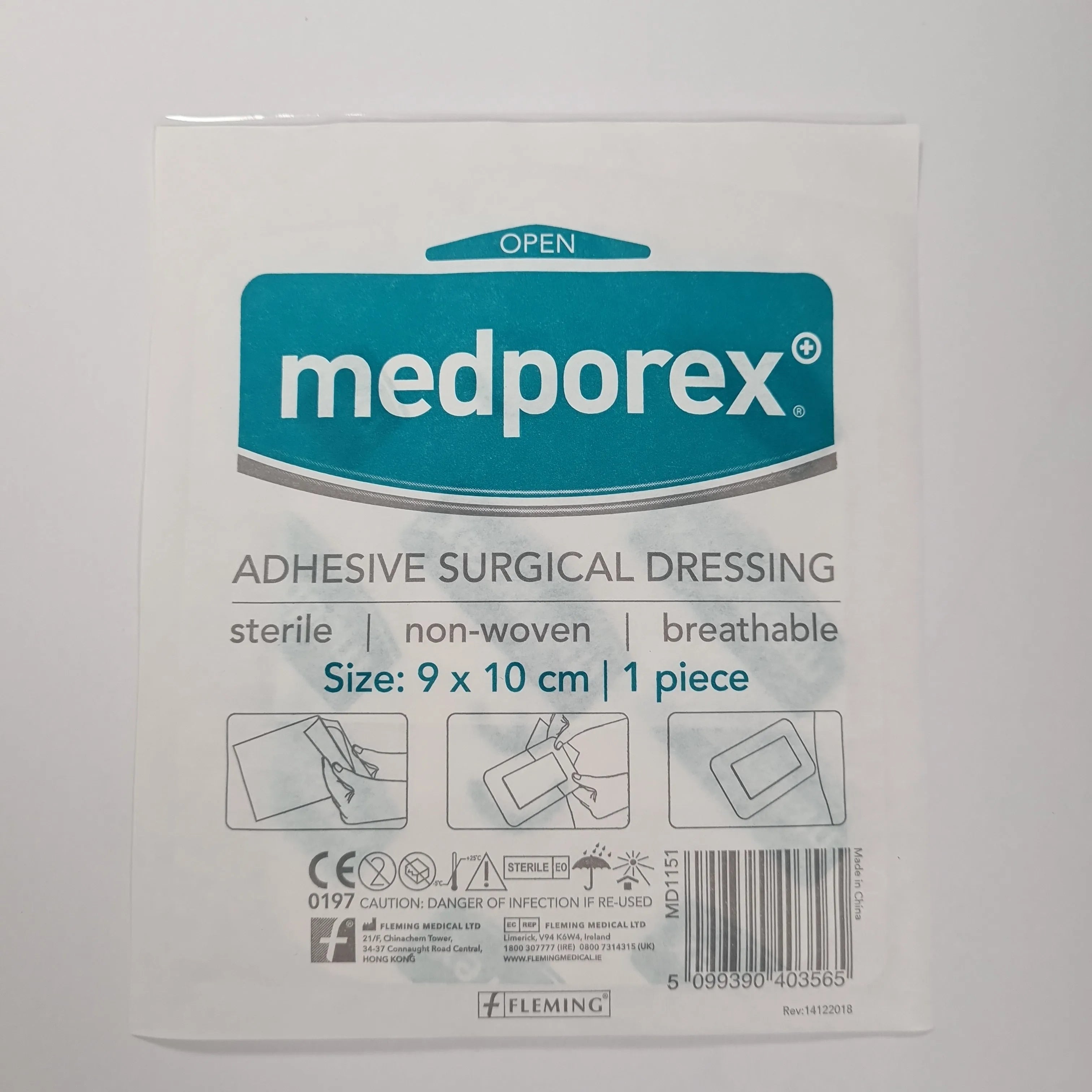 Medporex Adhesive Wound Dressing - 9cm x 10cm (Single Dressing)
