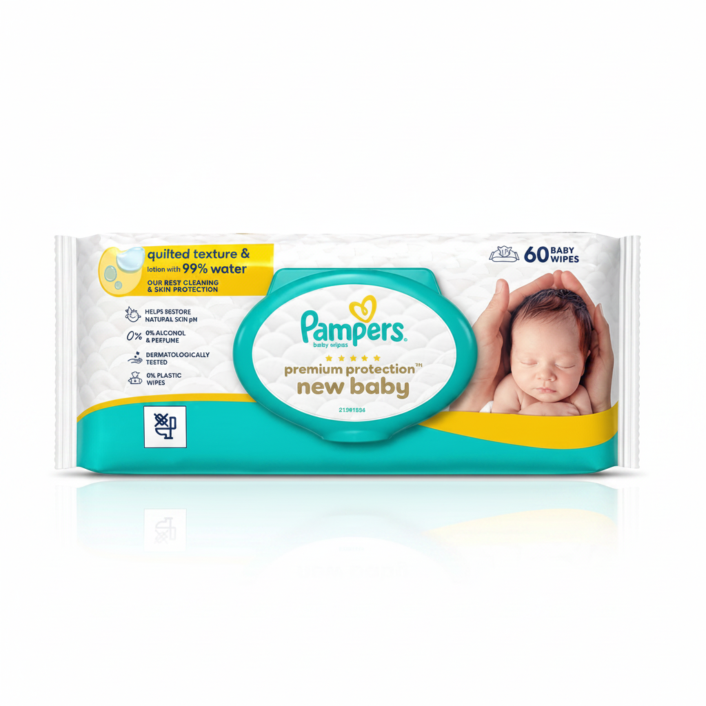 Pampers Premium Protection 99% Water Baby Wipes - 60pc