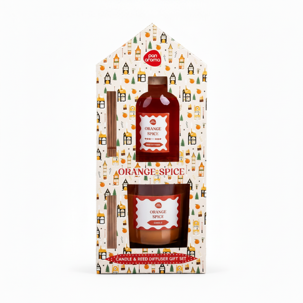Pan Aroma Orange Spice Reed Diffuser & Candle Gift Set
