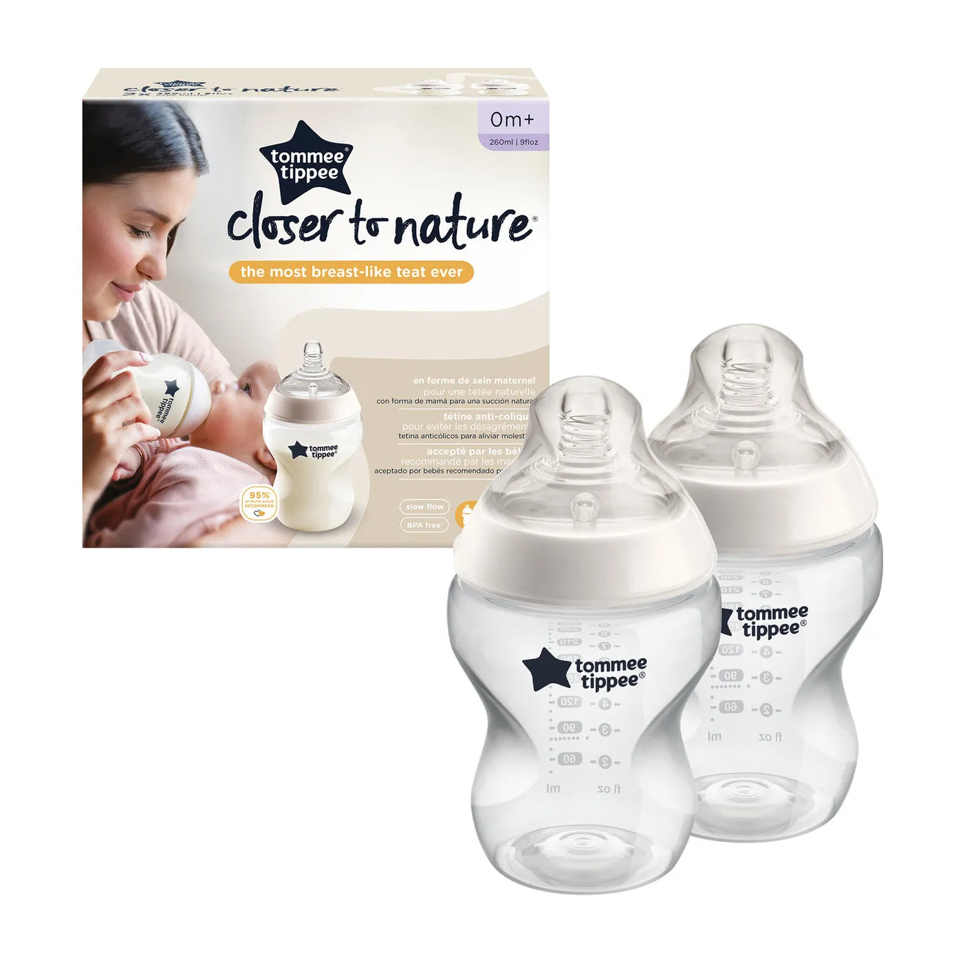 Tommee Tippee Closer To Nature Baby Bottle 0m+ 2 Pk