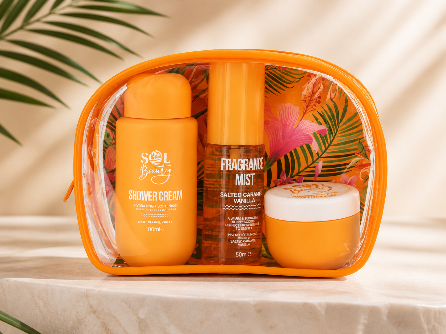 Sol Beauty Carmel Vanilla Collection Cosmetic Bag