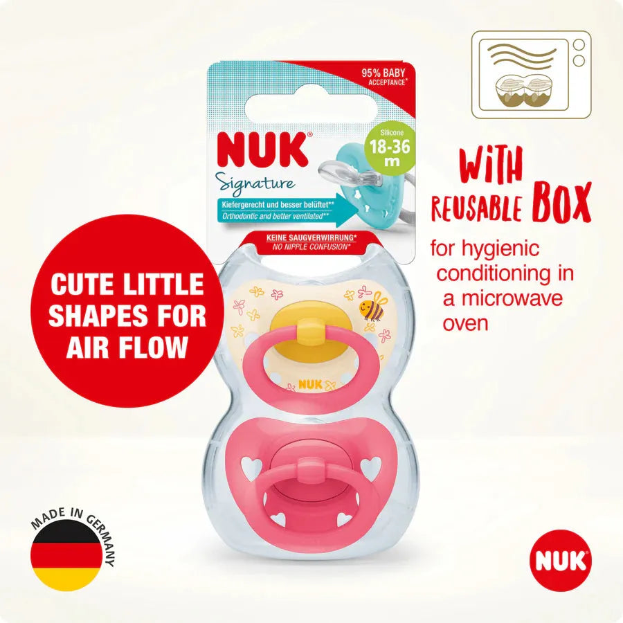 NUK Signature Silicone Soother Girl 18-36 Months - 2 Pack