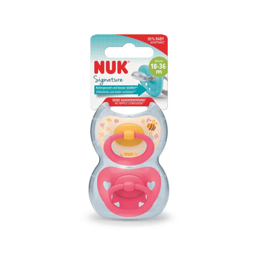 NUK Signature Silicone Soother Girl 18-36 Months - 2 Pack