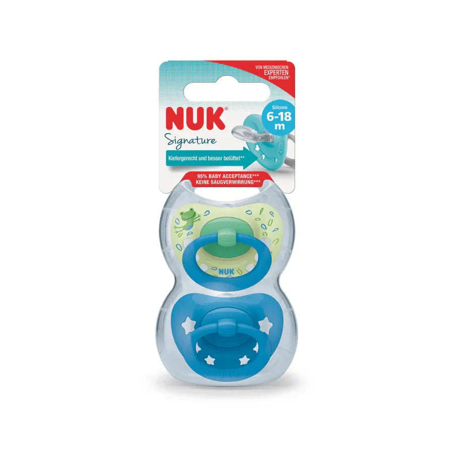 NUK Signature Silicone Soother Boy 6-18 Months - 2 Pack