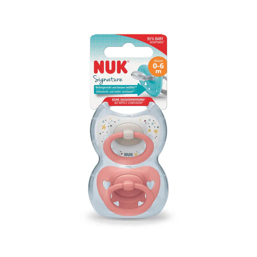 NUK Signature Silicone Soother Girl 6-18 Months - 2 Pack