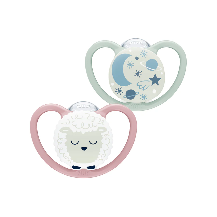Nuk Space Soother Night Sheep Pink 0-6 Months - 2 Pack