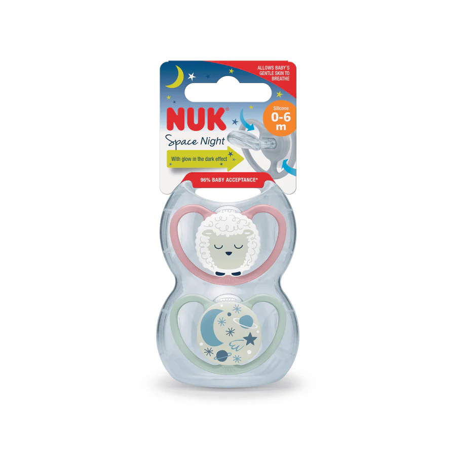 Nuk Space Soother Night Sheep Pink 0-6 Months - 2 Pack