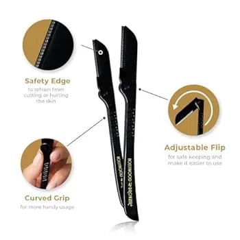 Hollywood Browzer Eyebrow Razor Facial Hair Remover & Dermaplaning Tool for Women