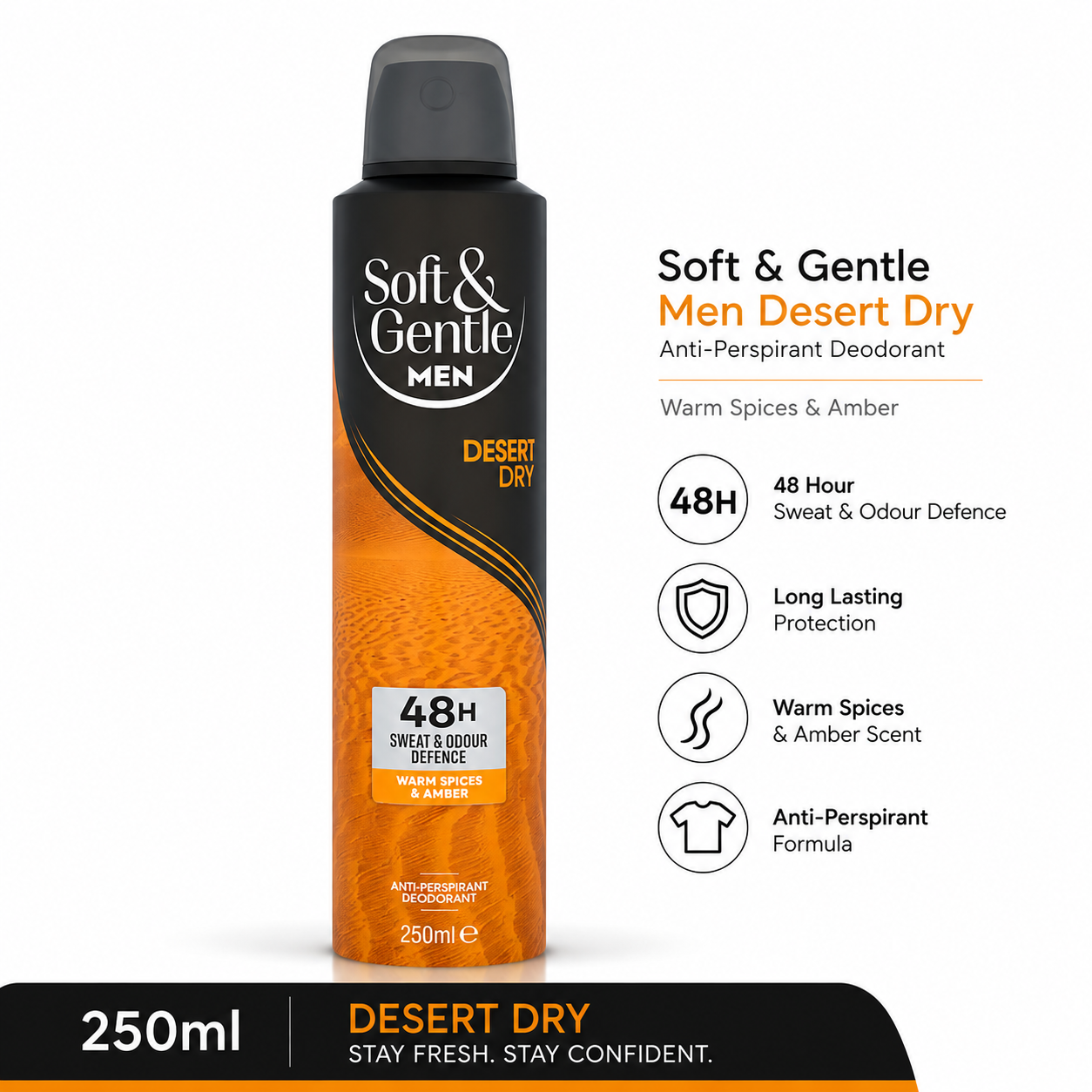 Soft & Gentle Desert Dry Anti Perspirant Deodorant - 250ml