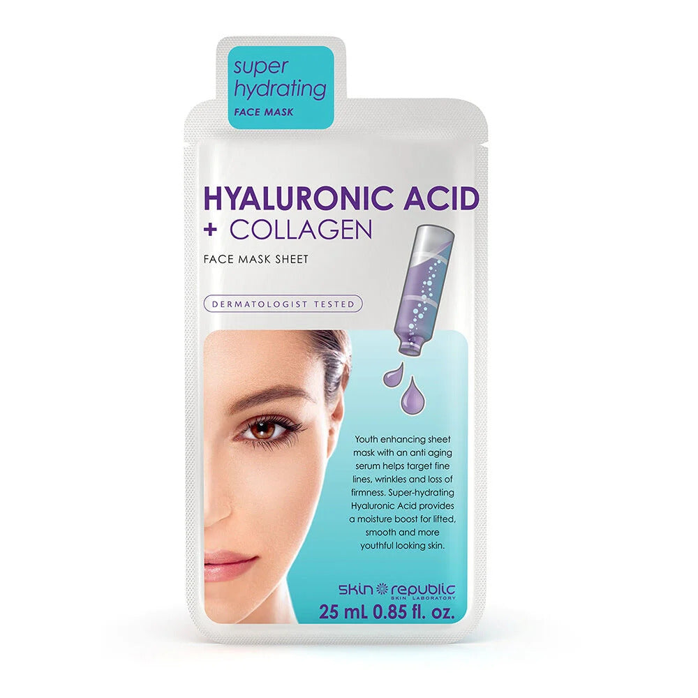 Skin Republic Hyaluronic Acid + Collagen Face Sheet Mask - 25ml