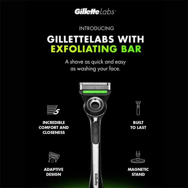 Gillette Labs Exfoliating Silver Razor + Stand
