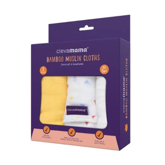 Clevamama Bamboo Muslin Cloths Set  (3 pk)