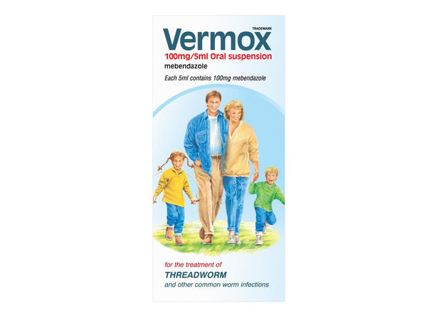 Vermox Mebendazole Oral Suspension 100mg/5ml - 30ml