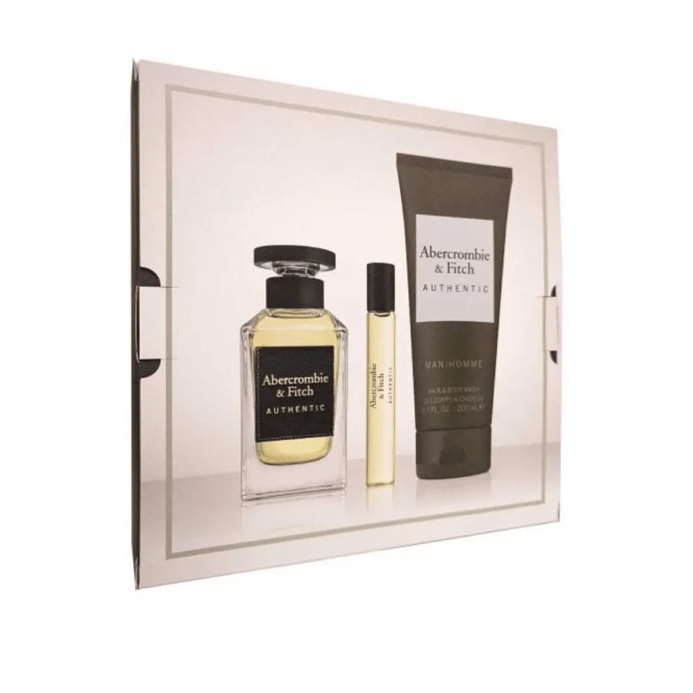 Abercrombie & Fitch Authentic Man 100ml 3pc Gift Set100ml Edt Spr, 15ml Edt Spr, 200ml Hair & Body Wash