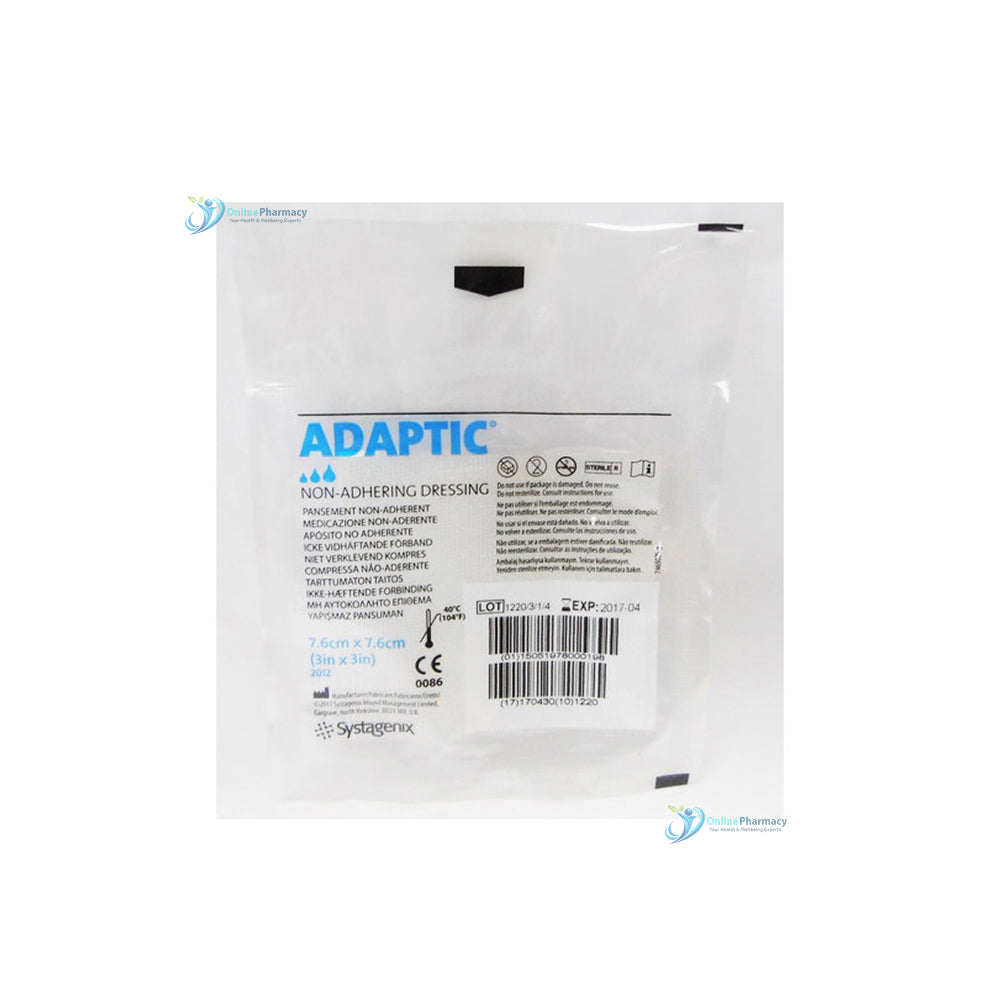 Adaptic Non Adherent Sterile Dressing - 7.6cm x 7.6cm (Single Dressing)