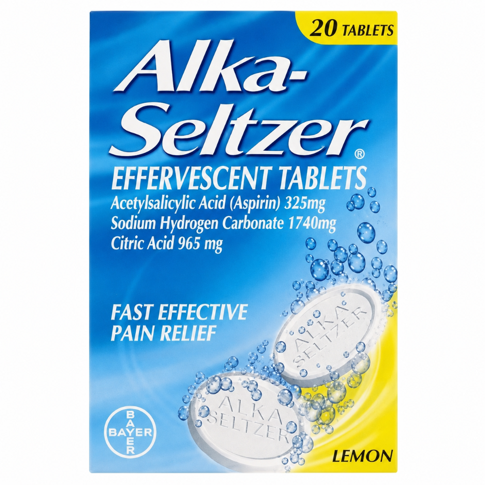 Alka-Seltzer Effervescent Tablets Lemon Flavour 10/20 Pack