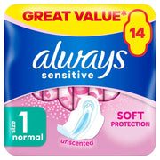 Always Sensitive Pads with Wings Normal - 14 Pack