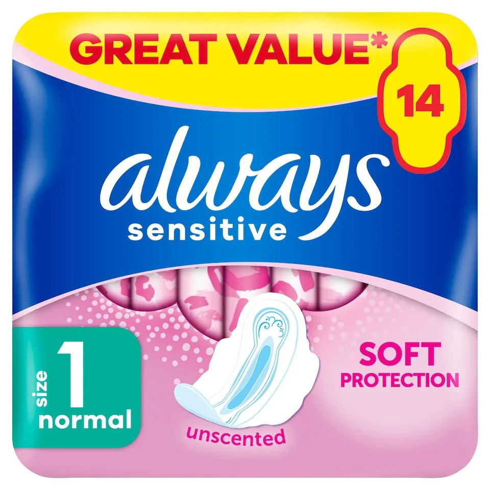Always Sensitive Pads with Wings Normal - 14 Pack