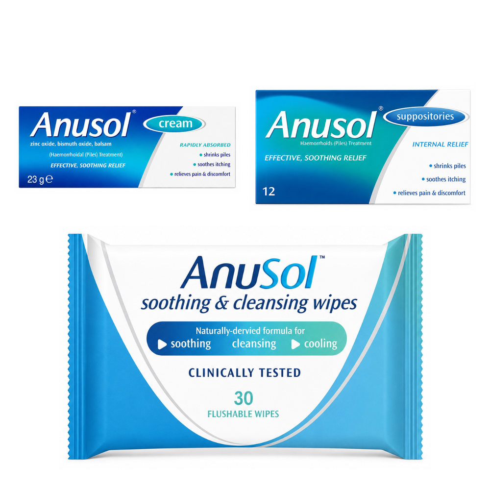 Anusol Suppositories, Anusol Wipes & Anusol Soothing Relief Cream Bundle