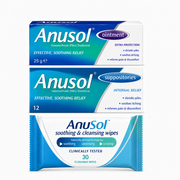 Anusol Wipes, Anusol Suppositories & Anusol Soothing Relief Ointment Bundle.