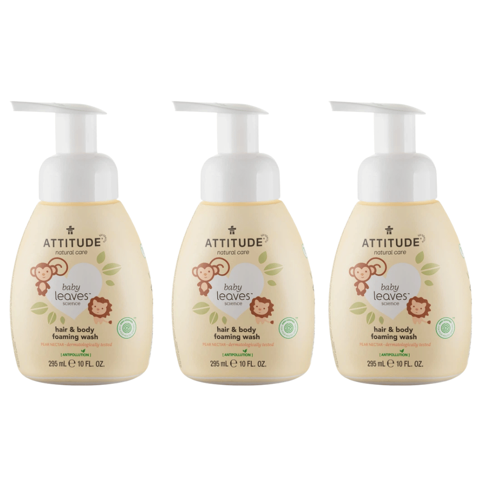 Attitude Pear Nectar Baby Shampoo and Foaming Body Wash 295ml x 3 Pack