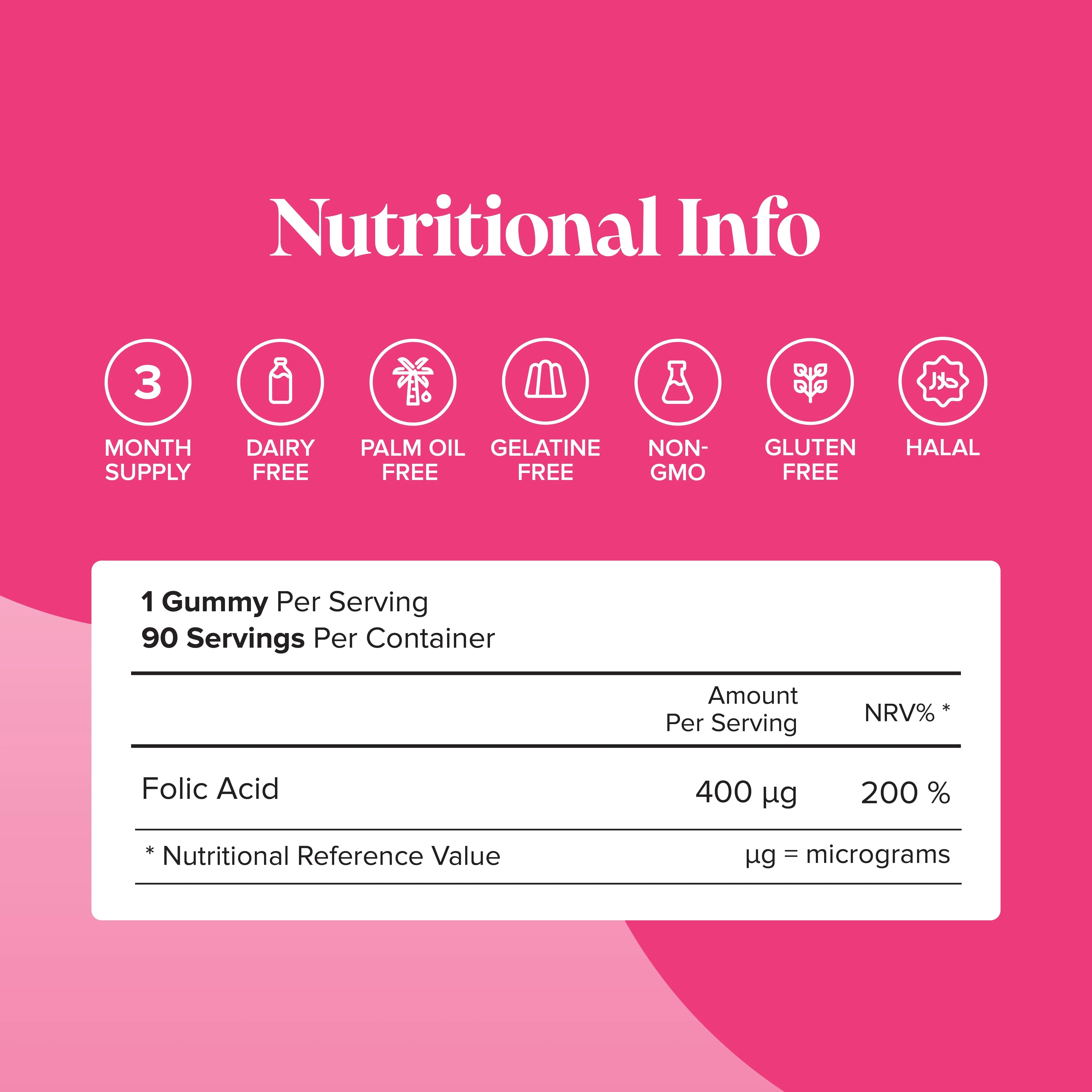 Novomins Folic Acid Gummies - 90 Pack