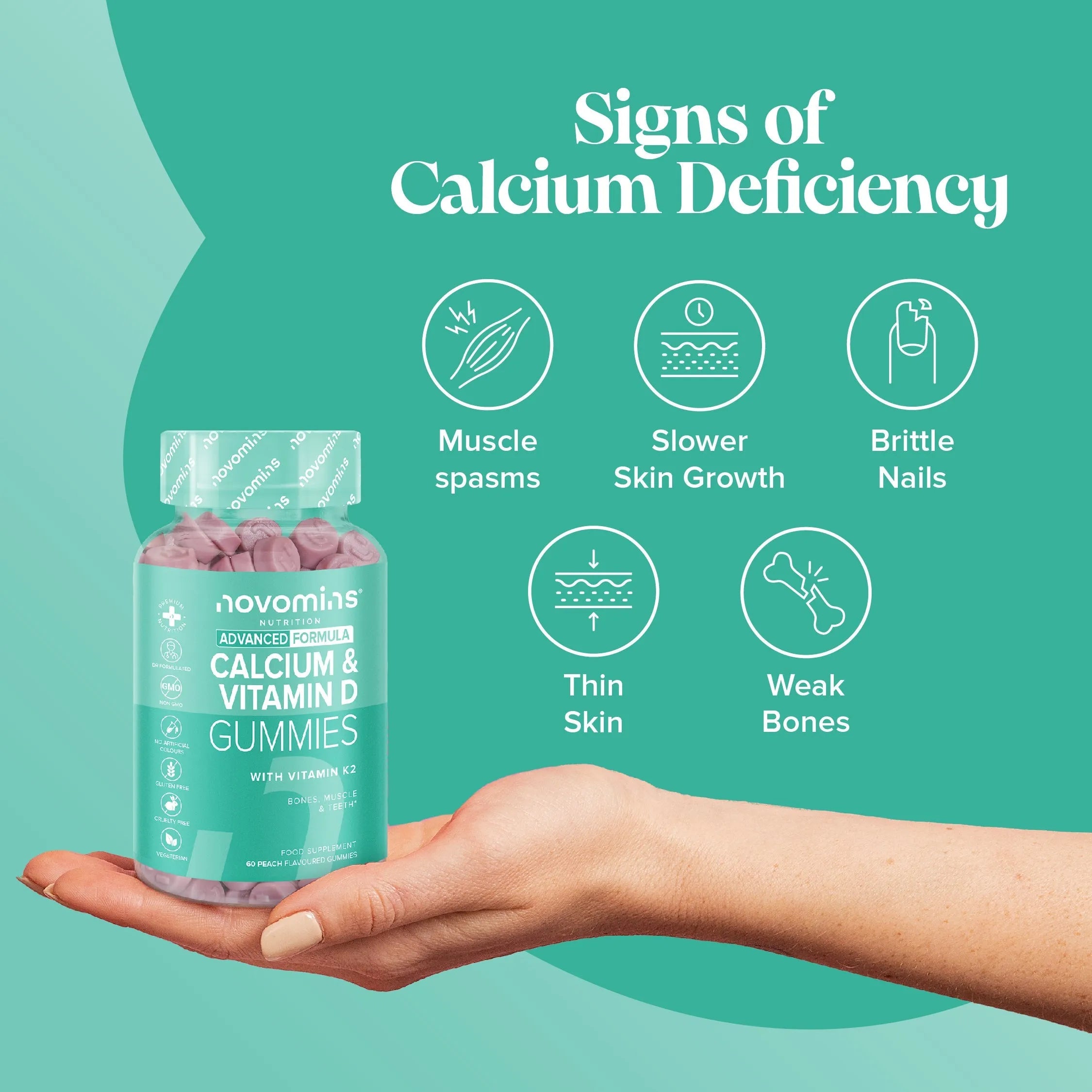 Novomins Calcium and Vitamin D Gummies - 60 Pack