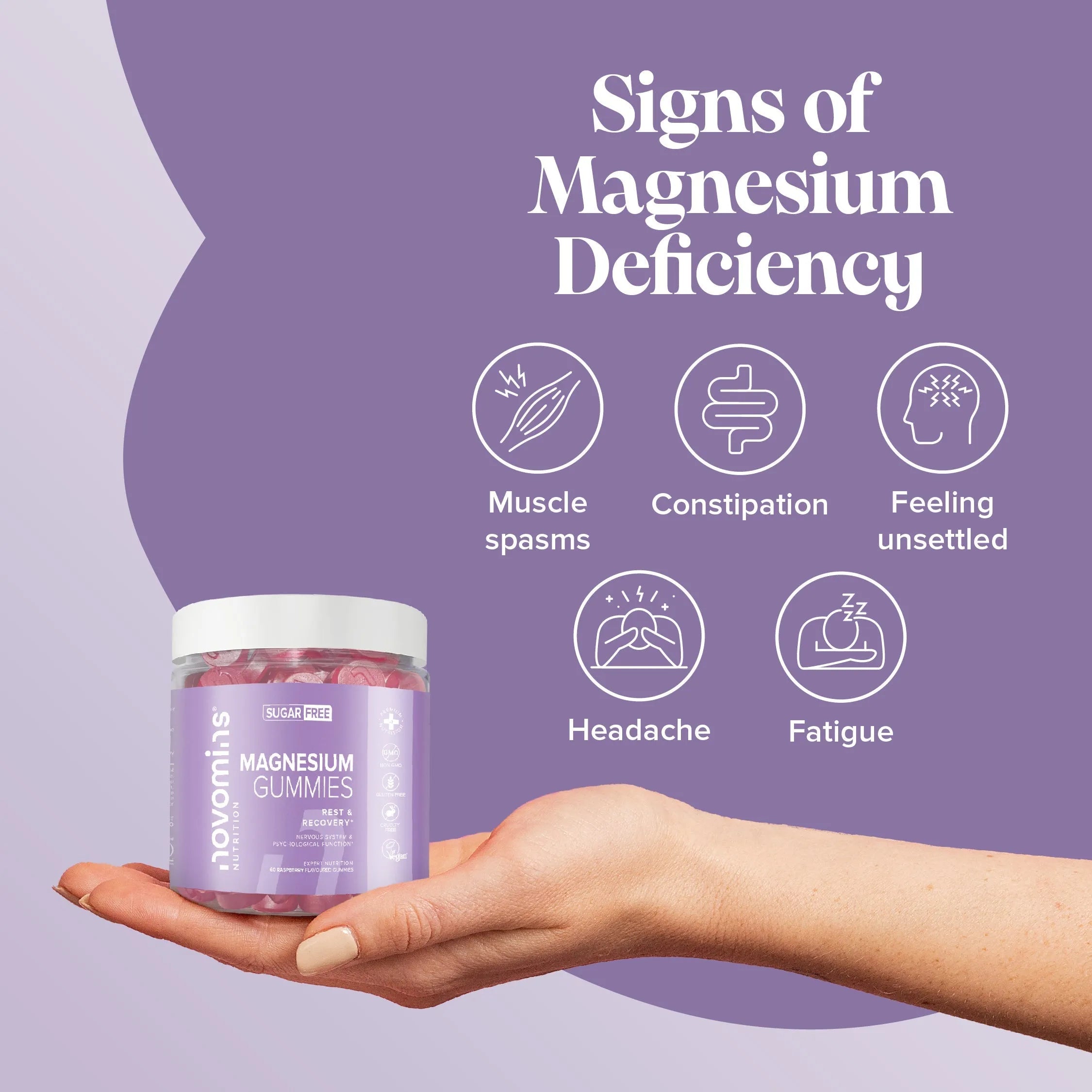 Novomins Magnesium Sugar-Free Gummies - 60 Pack