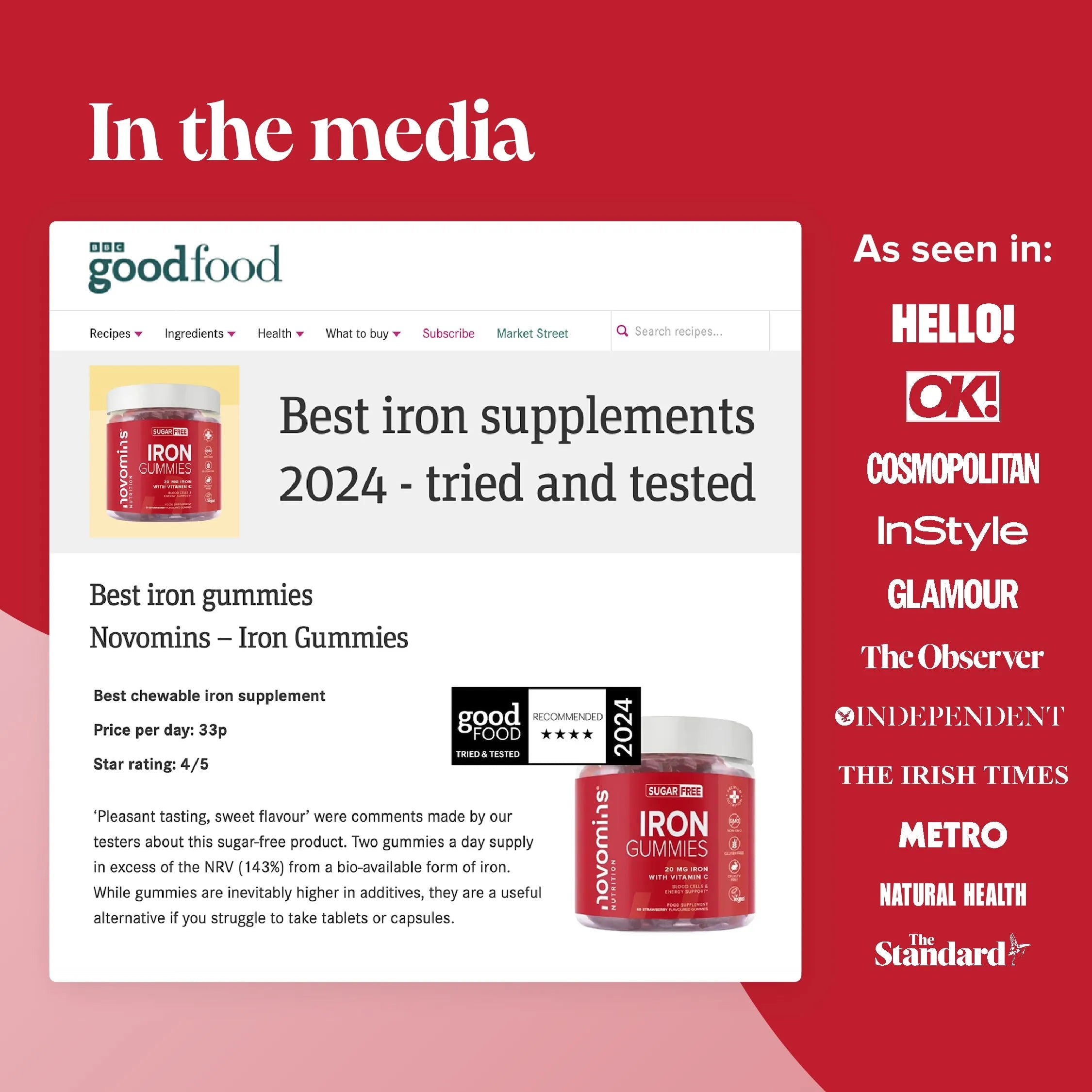 Novomins Iron Sugar-Free Gummies - 60 Pack