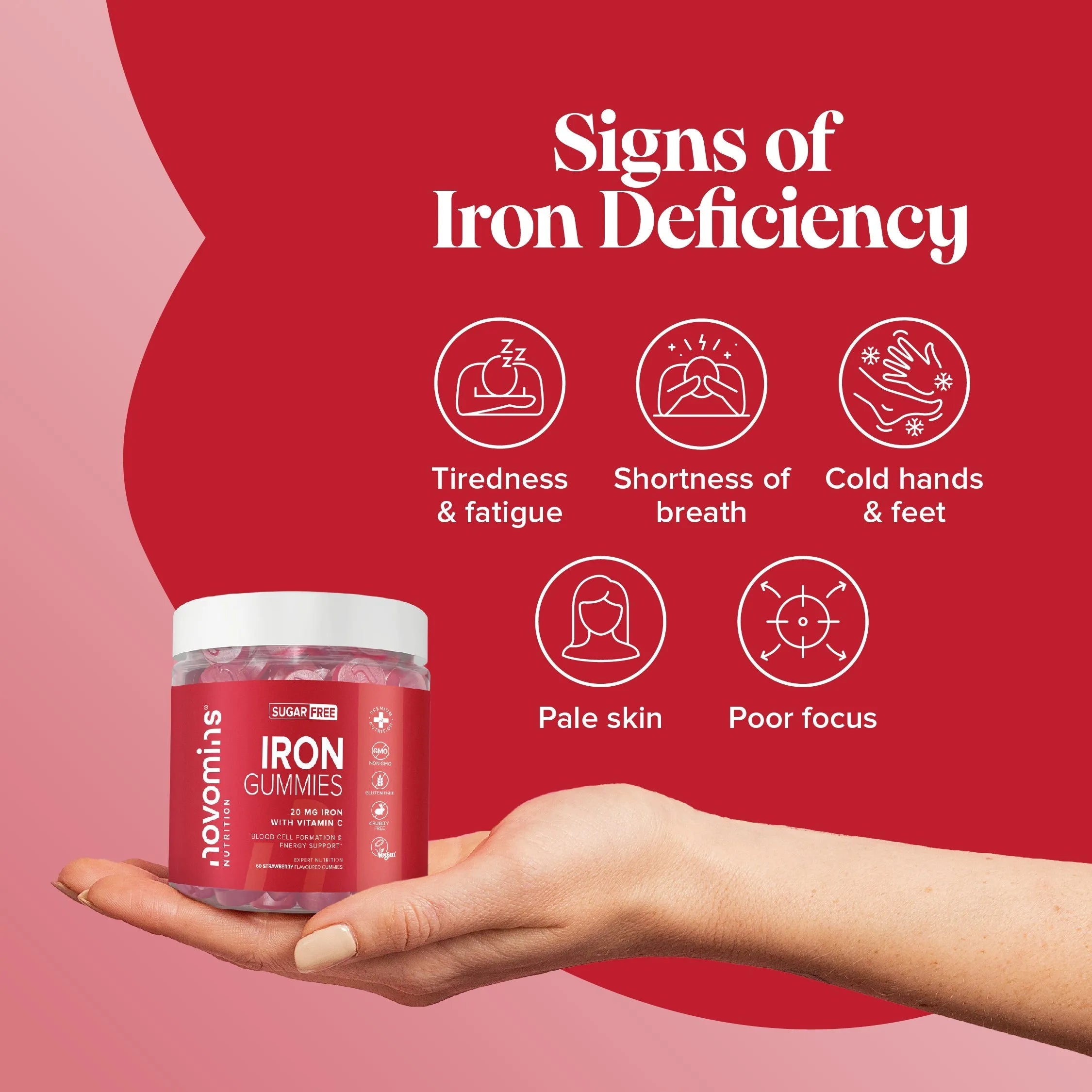 Novomins Iron Sugar-Free Gummies - 60 Pack