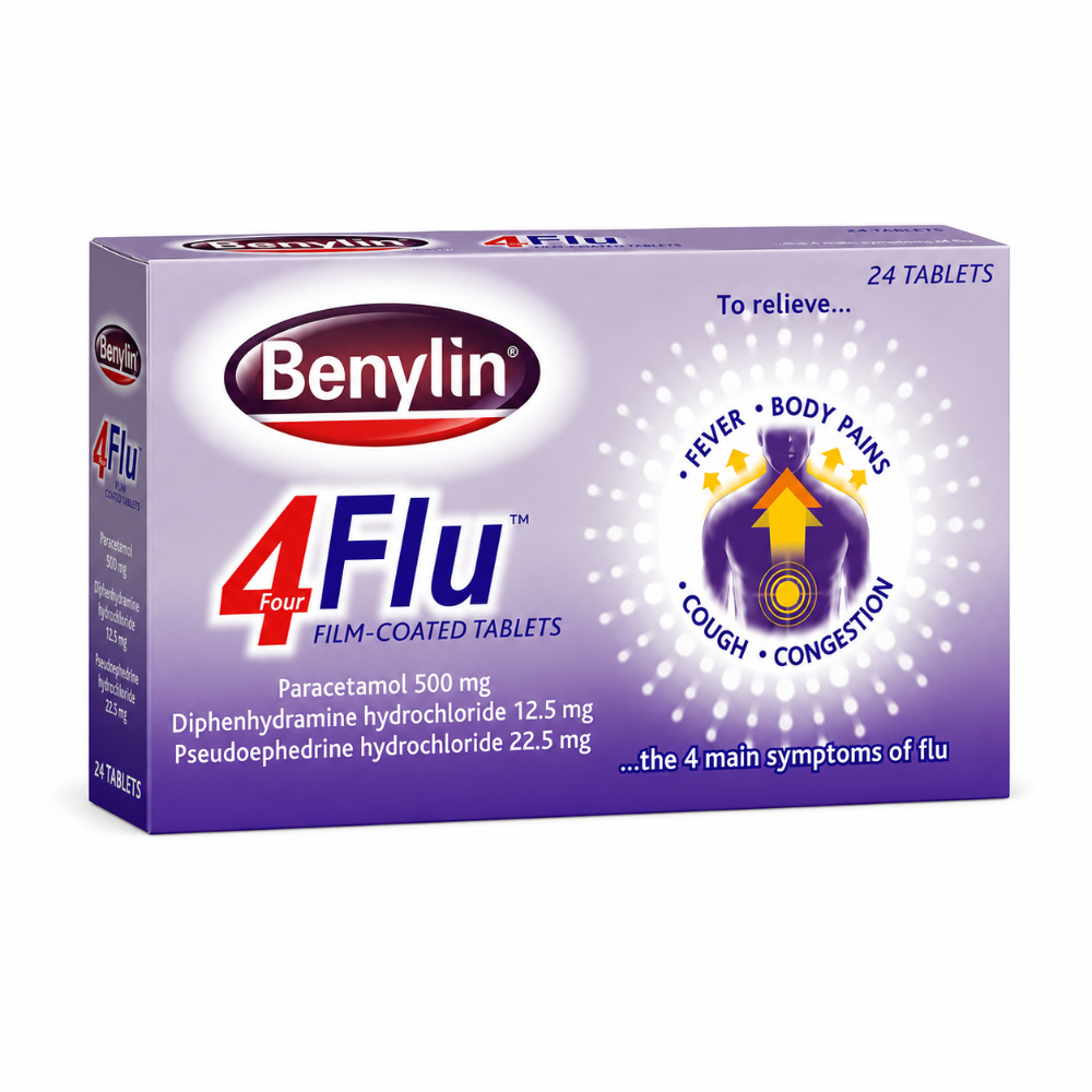 Benylin 4 Flu Cold and Flu Tablets - 24 Pack