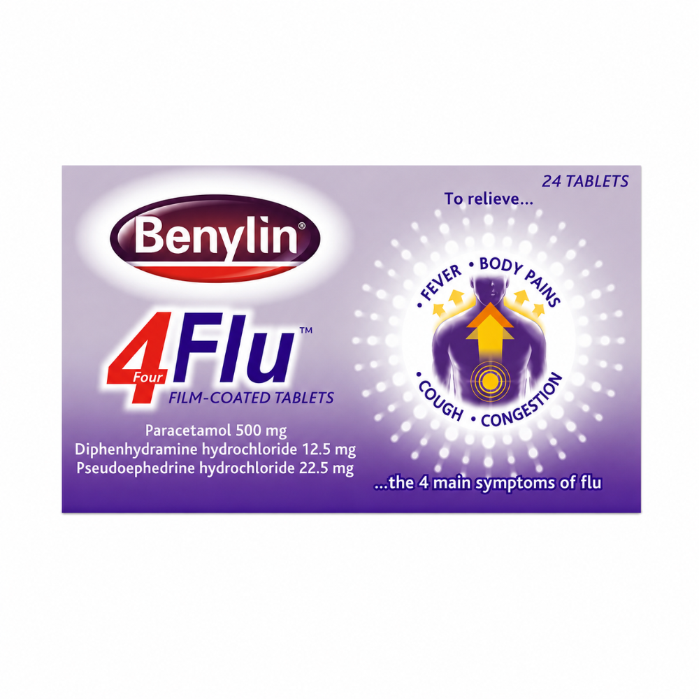 Benylin 4 Flu Cold and Flu Tablets - 24 Pack