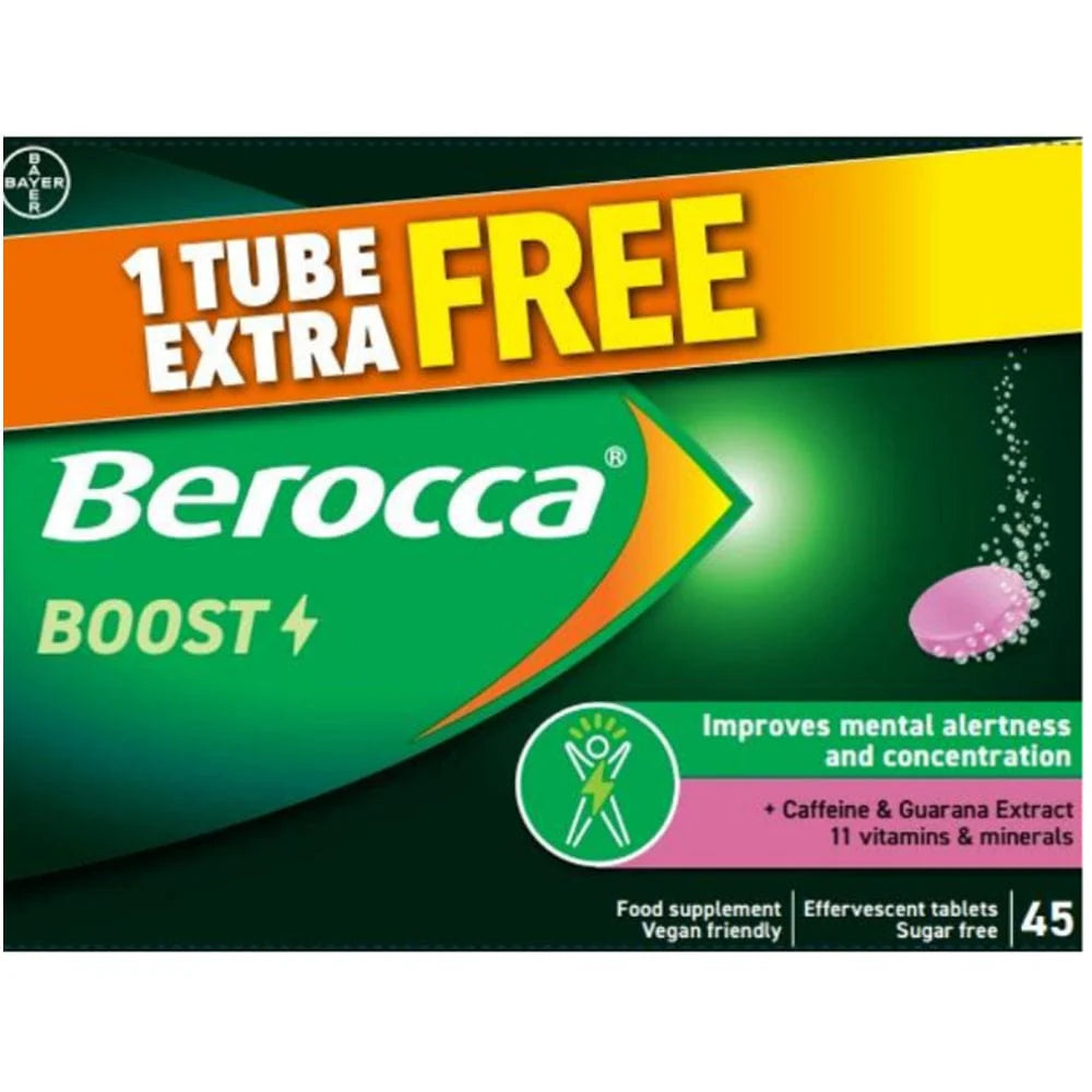 Berocca Boost Vitamins with Guarana Acerola Cherry Flavour - 45 Effervescent Tablets