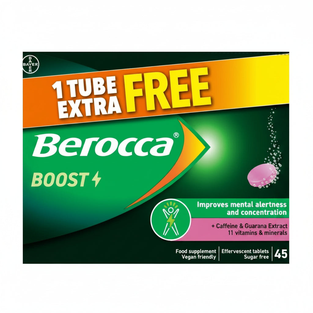 Berocca Boost Vitamins with Guarana Acerola Cherry Flavour - 45 Effervescent Tablets