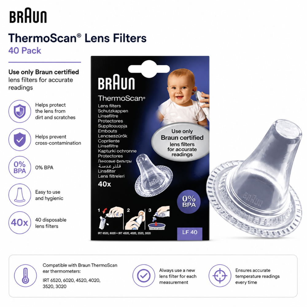 Braun Thermometer ThermoScan Lens Filter - 40 Pack