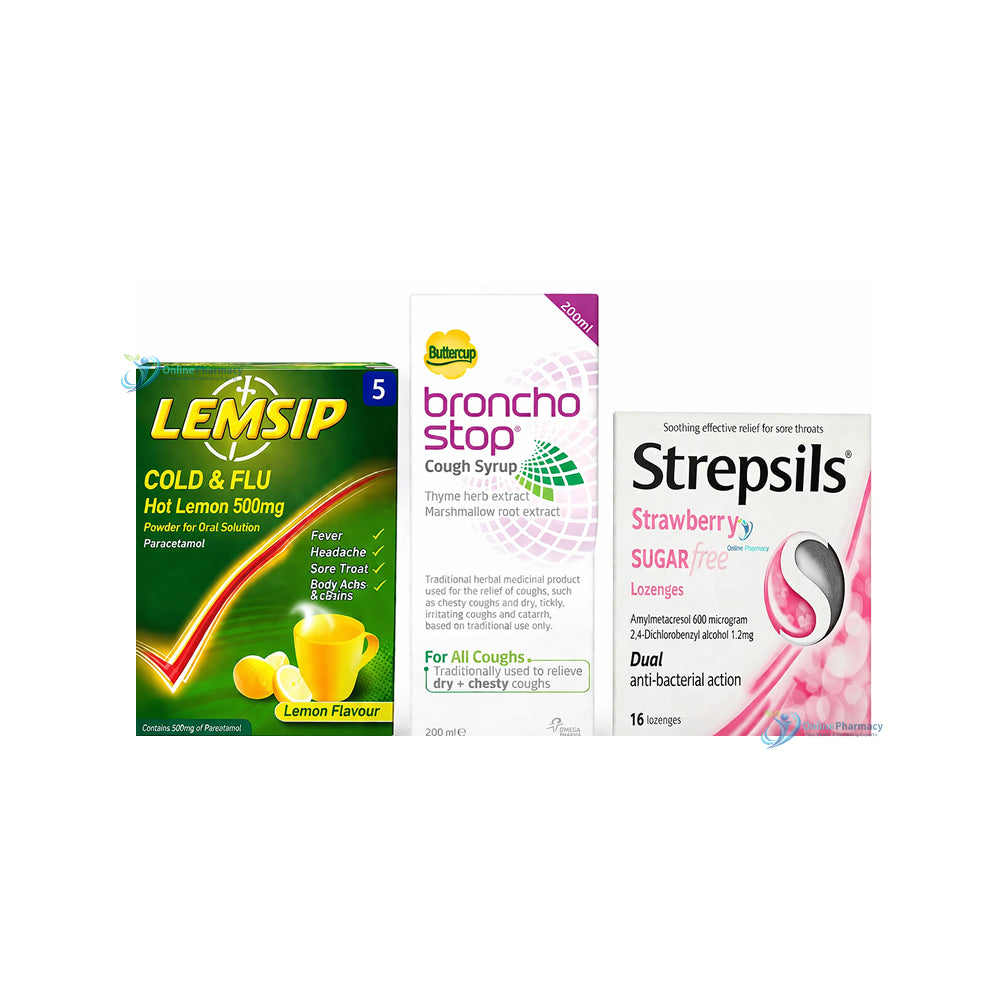 BronchoStop, Strepsils & Lemsip Bundle