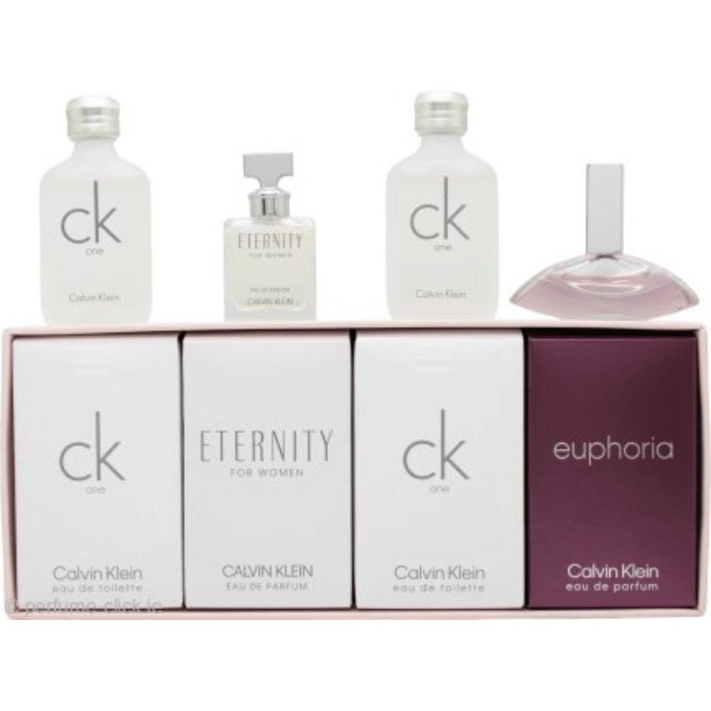 CK Ladies 4pc Miniature Gift Set2 x 10ml CK One Edt, 4ml Euphoria Edt, 5ml Eternity Edt
