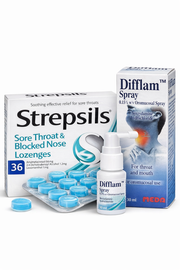 Difflam Spray & Strepsils Sore Throat & Blocked Nose Lozenges Bundle