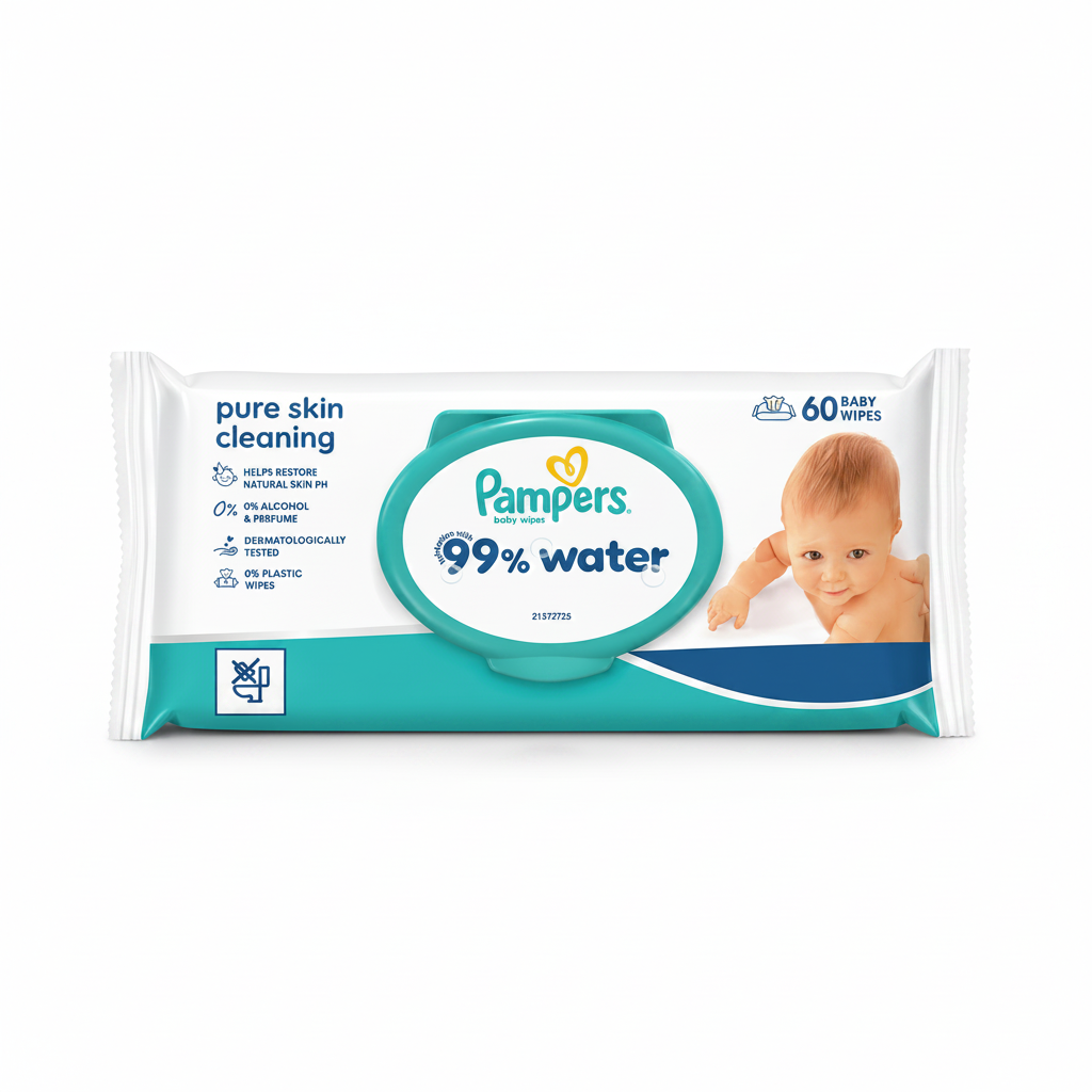 Pampers 99% Water Baby Wipes - 60pc