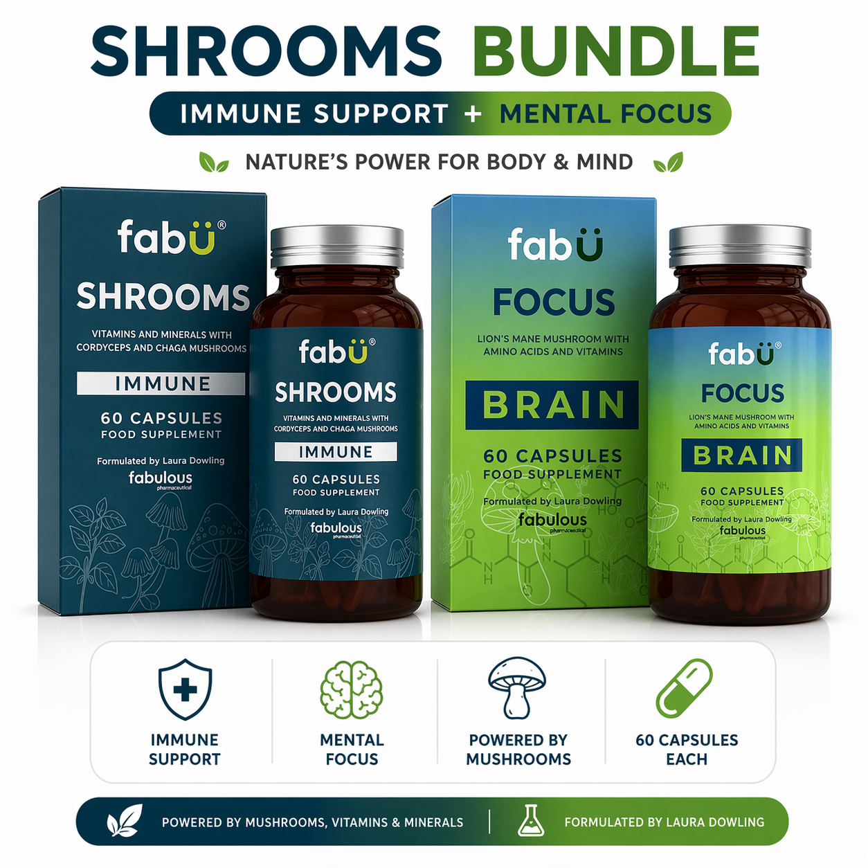 Fabu Focus Brain & Shrooms Immune Bundle
