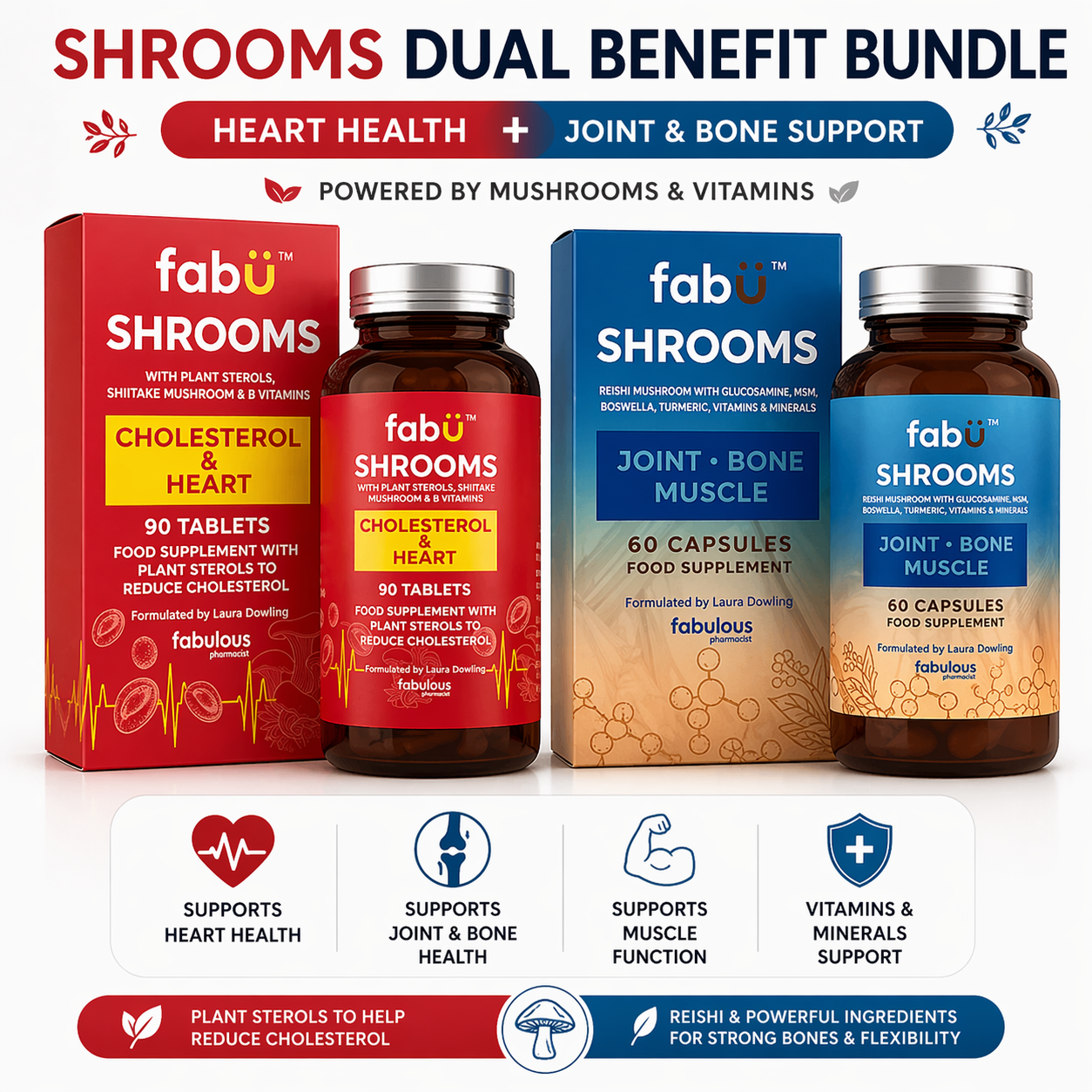 Fabu Shrooms Joint, Bone and Muscle & Cholesterol and Heart Bundle