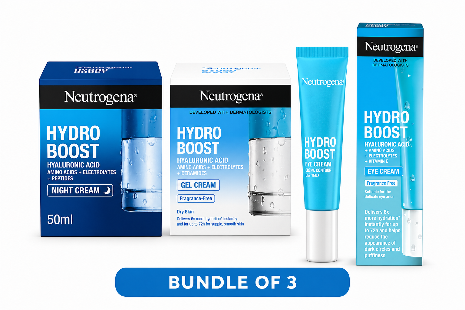 Neutrogena Hydroboost Gel, Night & Eye Cream Bundle