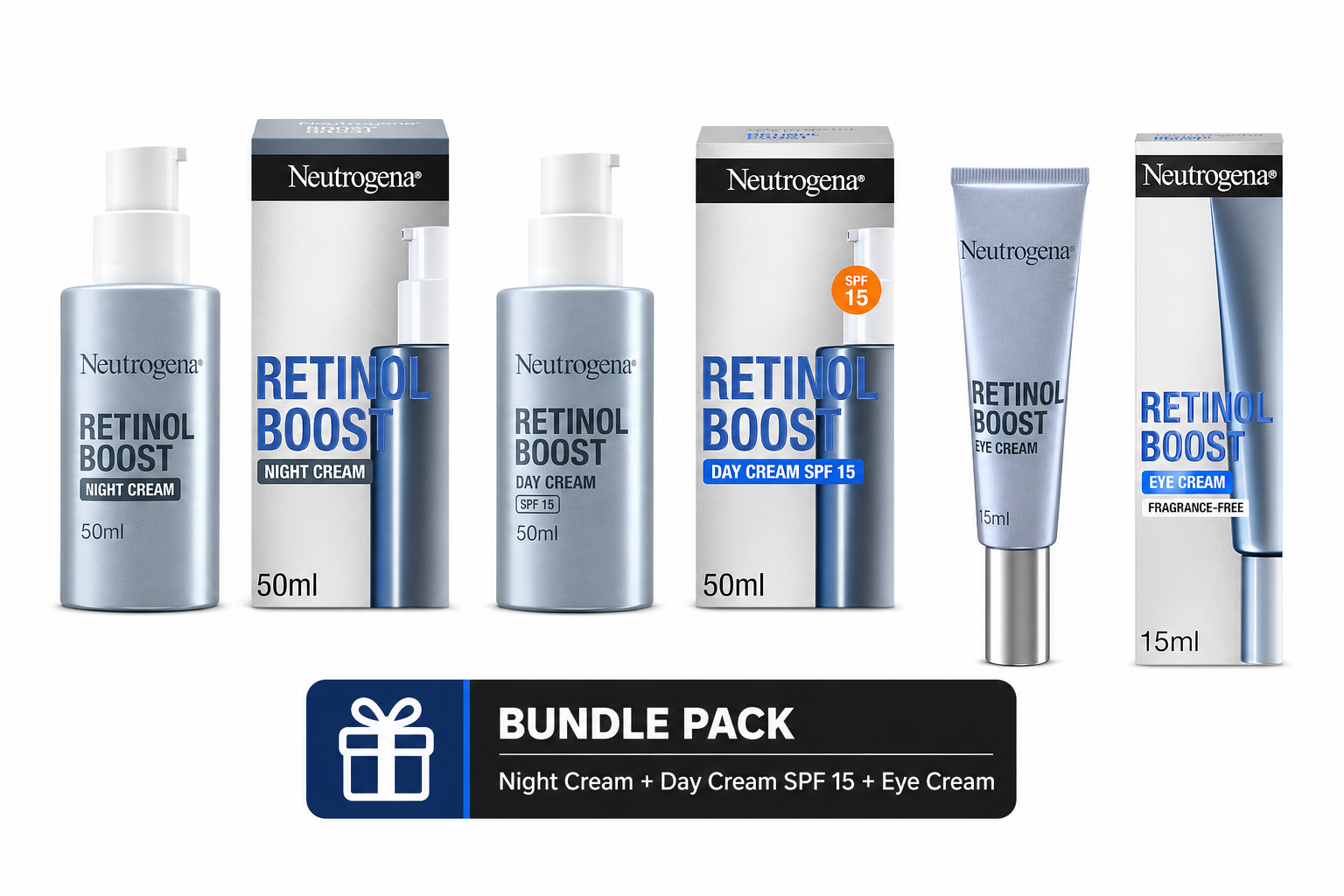 Neutrogena Retinol Boost Day, Night & Eye Cream Bundle